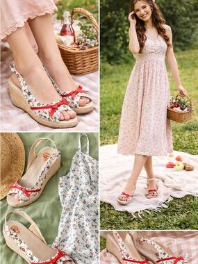 Rocket Dog Espadrille Wedge Sandals 11M Floral Slingback Cottagecore Coquette